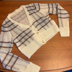 VTG plaid knit cropped cardigan